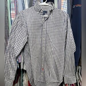 Johnnie-O cotton button down slate gray/blue gingham Small